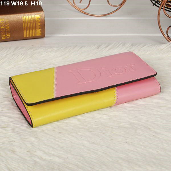 dior bi-fold wallet calfskin 119 pink&yellow - Click Image to Close
